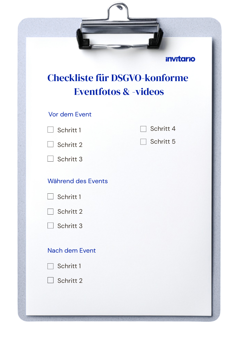 Vor dem Event Interne Abstimmung zur Foto- und Videoverwendung Klären, welche Bilder entstehen sollen und für welche Zwecke sie genutzt werden Abklären, wie die Fotos innerhalb des Eventteams verw (2)